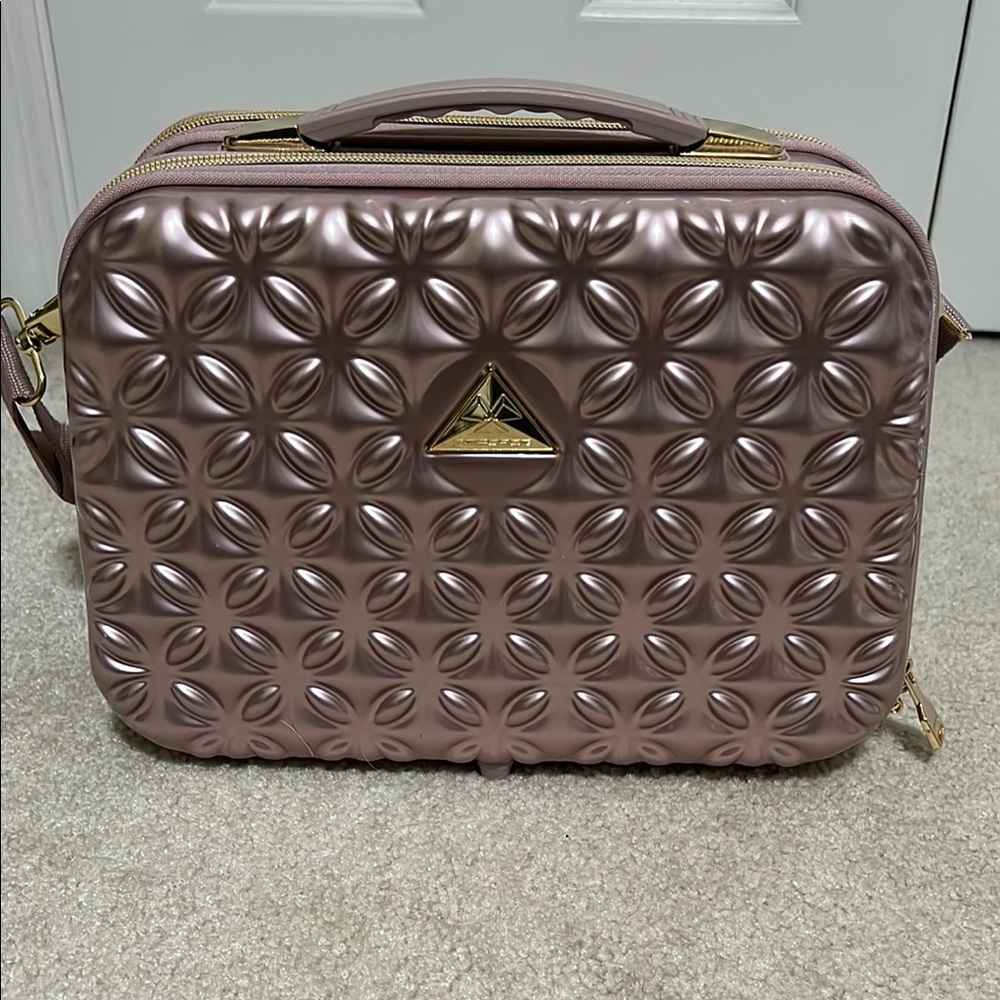 Trendy Embossed Handbag with Gold Accents